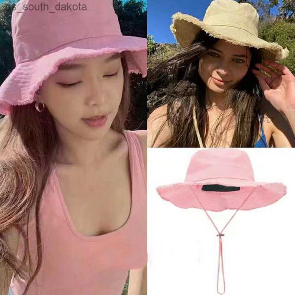 

wide brim hats wide brim hats summer bucket hat for man woman cap fashion long strap traveling sun protection designer beach caps casquette, Blue;gray