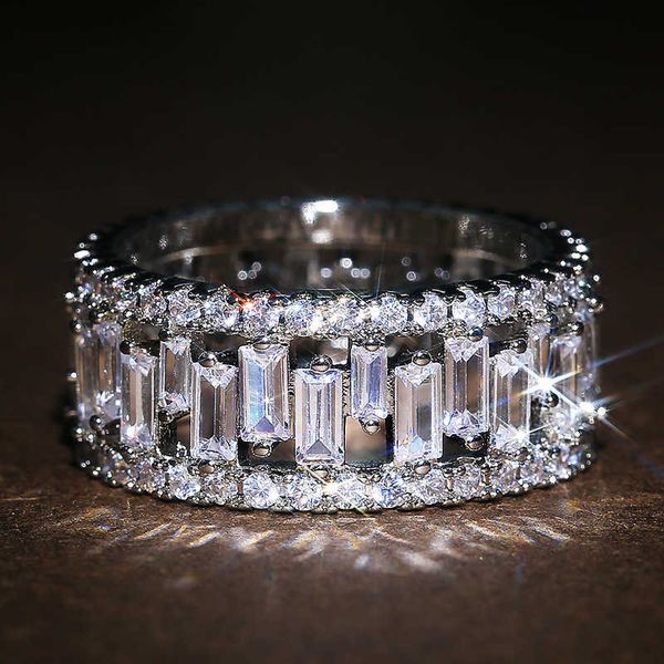 

band rings huitan romantic female finger rings for party dazzling cubic zircon gorgeous daily wearable accessories trendy jewelry for women, Silver