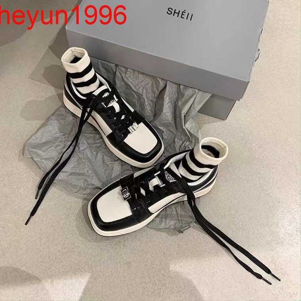 

2023 new baseball thick sole square toe color block board shoes low sneakers