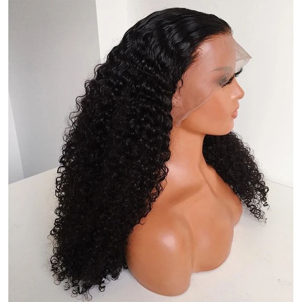 

middle part soft preplucked 26 inch long kinky curly natural black lace front wigs for african women babyhair glueless daily