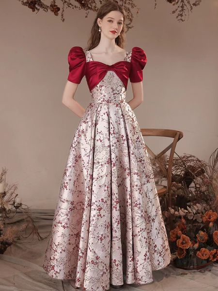 

long prom dresses black girls gold lace applique sweep train formal party evening gowns floor length celebrity formal red floral party dress