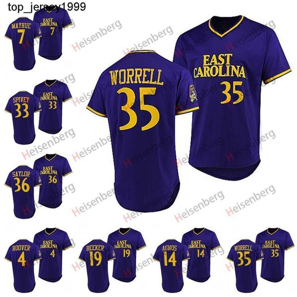 

35 bryson worrell ecu pirates college baseball jersey 36 garrett saylor 4 lane hoover 19 merritt beeker 14 zach agnos 33 carter spivey jerse, Blue;black