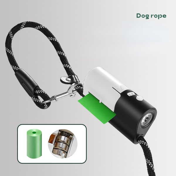 

Multi-Function Dog Leash with Flashlight and Poop bag Training Leash Heavy Duty dog Leash Nylon Tape - Perfect for Running, Walking, Tethering Capabilities