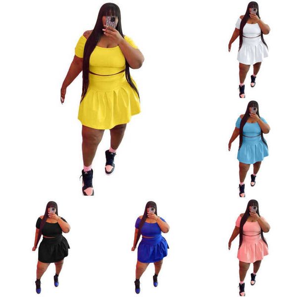 

new arrivals plus large womens designer track suits two piece set dress pleated skirt sets 2023 summer fashion leisure sports slim285z, Black