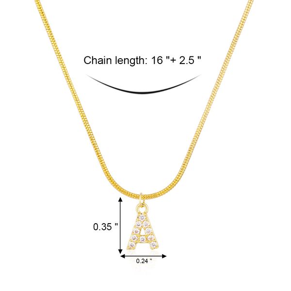 

cute gold chain alphabet charms necklaces jewelry zircon inlaid letter pendant initial gift for women friends, Silver