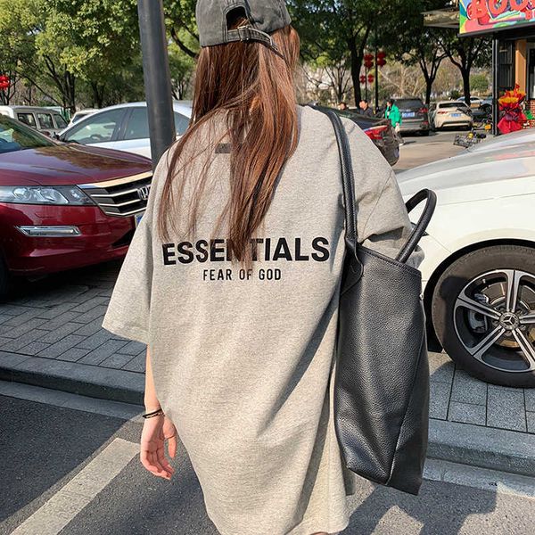 

men's t-shirts fashion ess designer ess life niche trendy brand american fog short sleeved female loose fitting couple summer inst shir, White;black