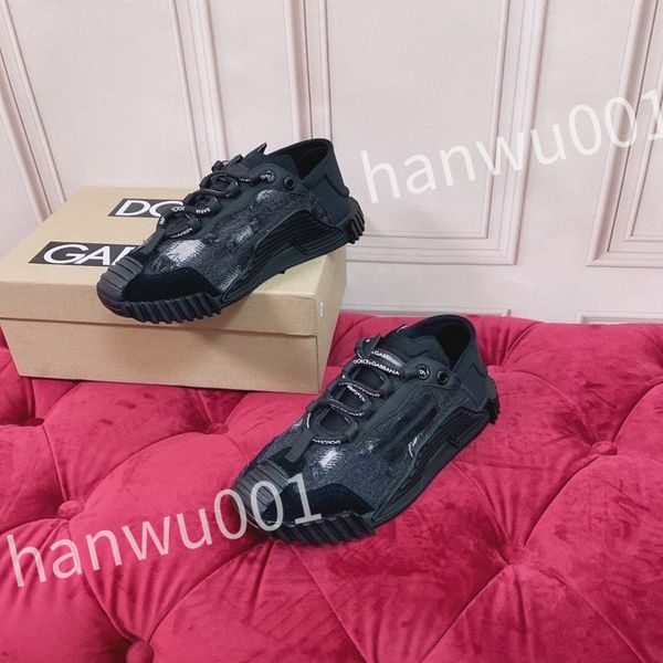 

new designer womens mans casual shoes fashion genuine leather letters printed woman runway trainers sneakers, Black