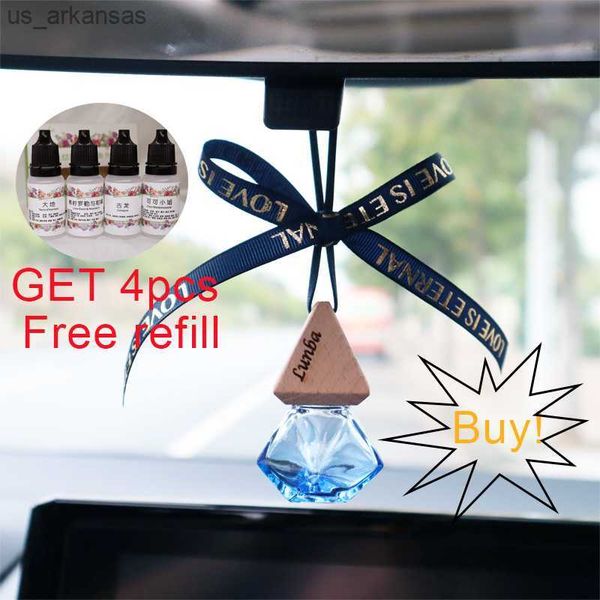 

car air freshener lasting aroma essential oils hang car perfume fragrance air freshener scent parfum with bowknot and 4pcs refill l230523