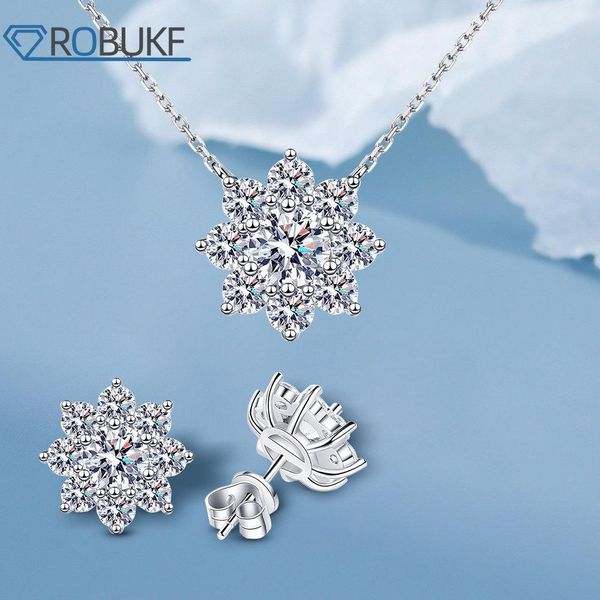 

necklaces sterling sier necklace for women 1ct real moissanite diamond suower pendant with gra certisfied neck chain fine jewelry, Silver