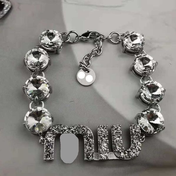 

bracelet miu letter encrusted crystal zircon necklace personalized fashion advanced feeling adjustable full diamond bracelet, Golden;silver