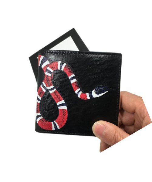 

in 2021 black leathers mens short wallets cowhide leather credit purse fashion graphic snake witness wallet monster card holde 4519859164, Red;black
