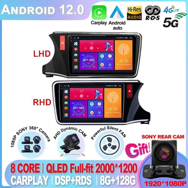 

android 12 car radio multimedia player for honda city grace 2014 - 2017 unit android auto rhd head navigation gps 4g wifi bt dsp-4