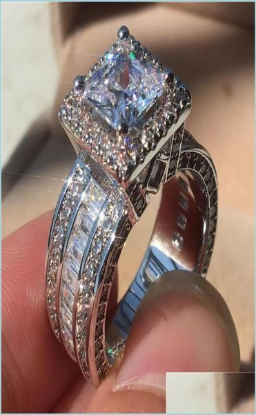 

band rings 925 sterling sier princess cut 3ct lab diamond ring jewelry engagement wedding rings for women drop delivery dhcrm3276759, Silver