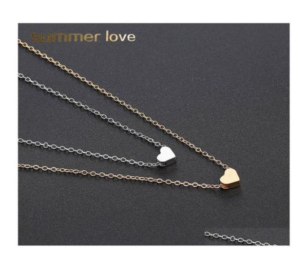 

pendant necklaces classic clavicle chain necklace small love heart for women girl gold sier choker party wedding jewelry drop deli5939559, Silver