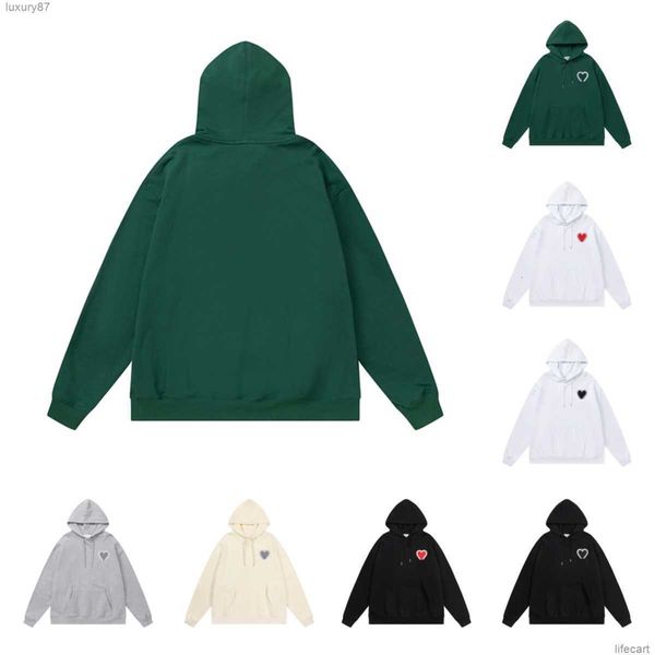 

amis paris fashion hoodie for men and women quality sweater embroidered red love winter round neck jumper couple sweatshirts vt7f, Black