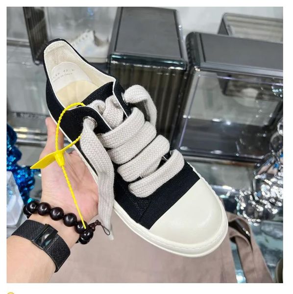 

round owens canvas casual shoes men 2023 low black rick orange big jumbo lace up thick sole women luxury orange flats summer breathable desi