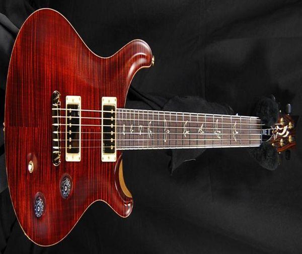 

smith 25th anniversary me ii fire red flame maple electric guitar white mop birds fingerboard inlay wrap around tailpiece go7235810