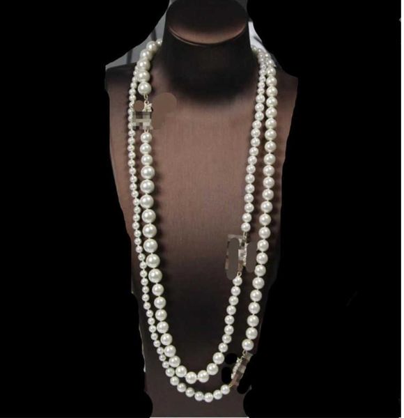

luxury jewelry pearl letter long sweater chain commemorative necklace fashion temperament ol wholesale fashion, Silver