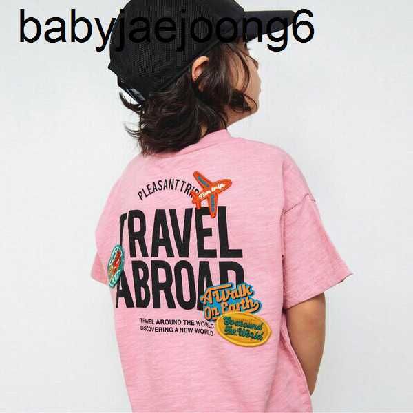 

23ss summer new boys' and girls' outdoor style medal embroidered print short sleeve t children's spring/summer pure cotton t-, Blue