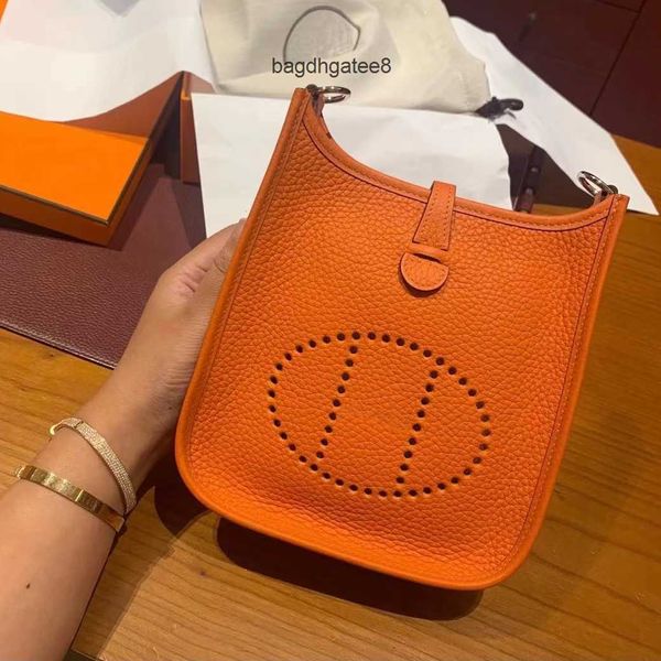 

designer bag handheld evelynbag h tote bags 2023 mini 19 casual one layer cowhide bucket litchi pattern shoulder crossbody leather women&#03