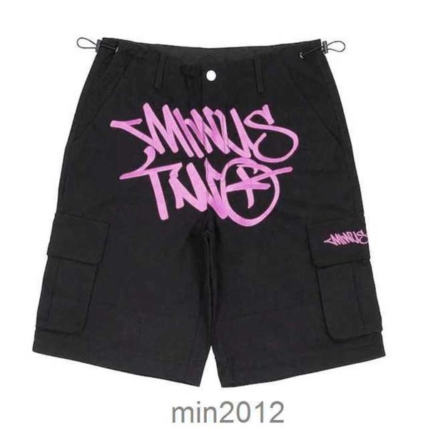 

minustwo cargos printed panel cargo pants trendy casual high street shorts ins super and versatile af186r6, White;black
