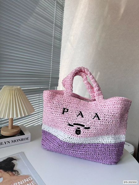 

classic designer tote luxury bag brands high-capacity letters raffia straw handbags tote fashion paper woven crossbody women shoulder bags s