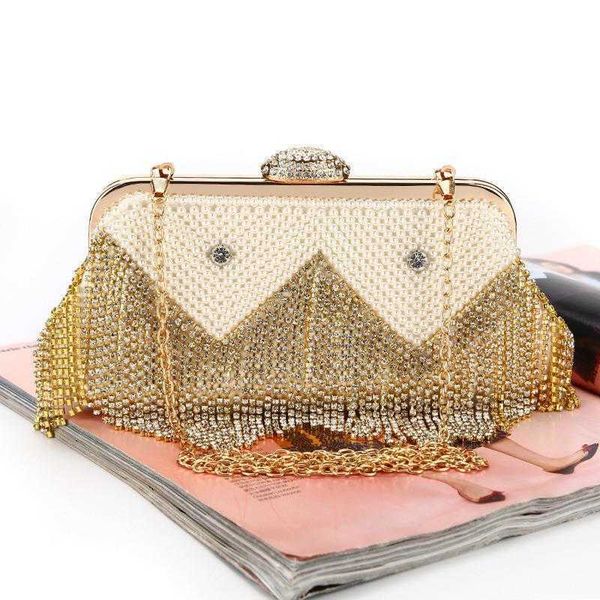

rhinestone tassel dinner bag socialite pearl clutch encrusted chain evening bags