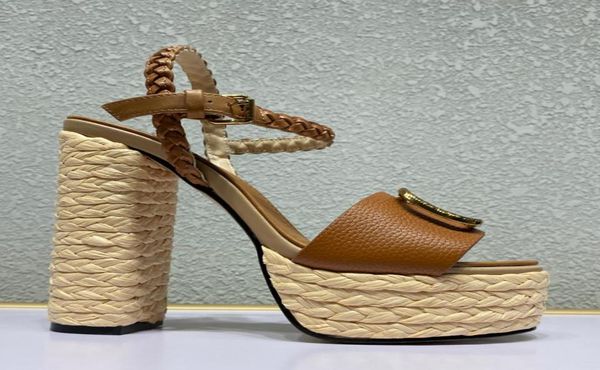 

comfortable and fashionable sandals summer women shoe buckle strap heeled platform cowhide slides chunky heel rubber sole black wo9505086