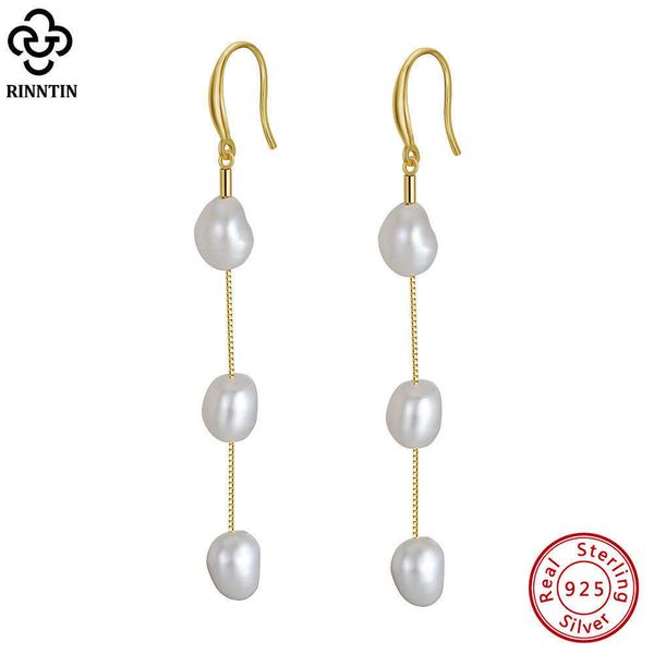 

shangda jewelry silver earrings natural freshwater pearl baroque handmade earrings, Golden