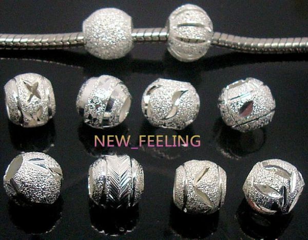 

100pcs mixed round silver aluminun beads for jewelry making loose charms diy hole beads for european bracelet whole in bulk lo8028475, Black