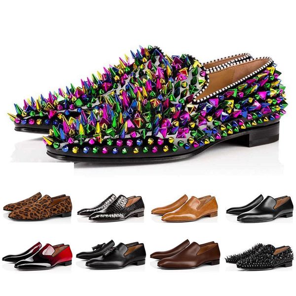 

designer loafers dress mens platform shoes bottoms white black suede patent leather rivets dress men wedding shoe for business party sneaker