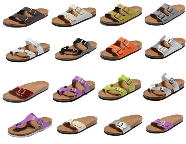

fashion design style men s woman flat sandals comfortable casual two buckle with shoes box summer beach genuine leather slipper un8958652, Black