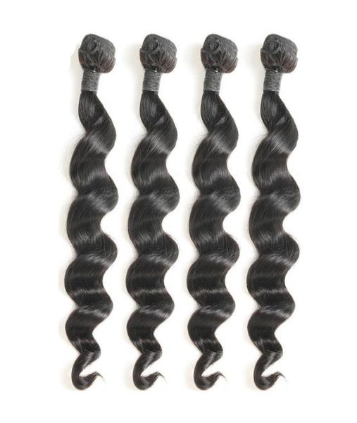 

elibess hair brazilian loose wave bundles 50gpcs 4pcs loose wave remy salon human hair bundles natural color5418136, Black