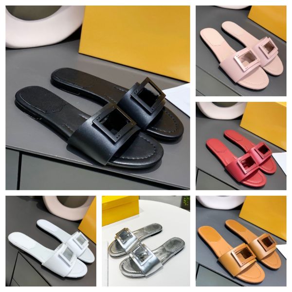 

new cutout flat sandals slippers slides flat heels square open-toe flattie women red luxury designers signature leather outsole pretty dhgat, Black