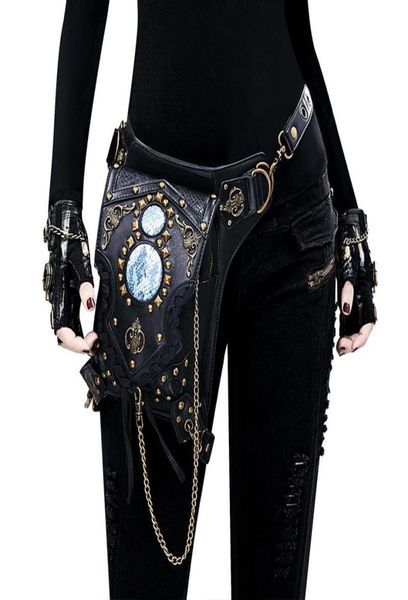 

waist bags yourseason steampunk chain rivet pack multifunctional pu leather female shoulder 2022 moto biker belt bag6817312