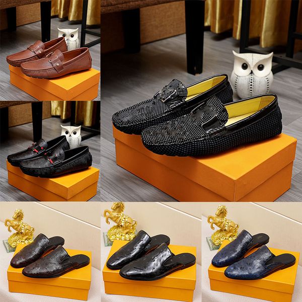 

2023 leather men's casual shoes 20model luxury brand italian men's moccasin breathable non-slip black driving shoes casual shoes s