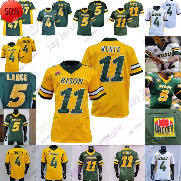 

football jerseys football jerseys ndsu north dakota state bison football jersey ncaa college carson wentz trey lance ty brooks adam cofield, Black;red