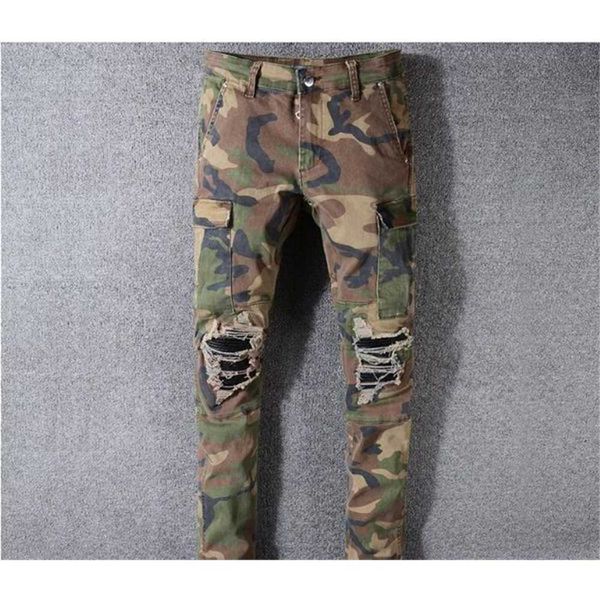 

camo jeans new summer fashion mens ripped biker casual pants hip hop for denim long bx2p, Black