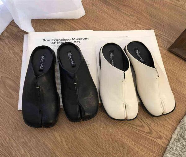 

bailamos women split toe slippers tabi ninja slip flats round toe shallow lazy slip on boat slingback mules shoes soft loafers g224221812, Black