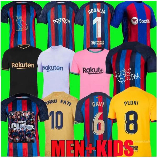 

lewandowski rosalia motomami soccer jerseys drake peso pluma kessie raphinha pedri campions barcelonas 22 23 24 camisetas de ansu fati 2023, Black;yellow