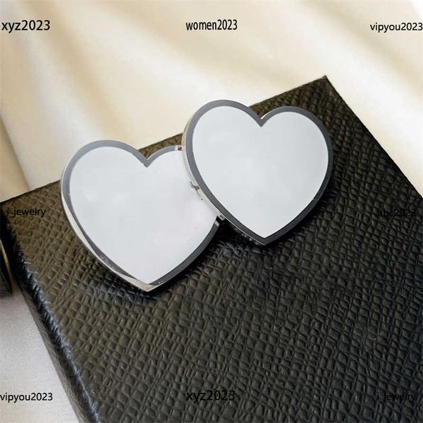 

women designer earrings fashion luxury double layered heart-shaped shape hoop & huggie jewelry #including brand box new arrival, Golden;silver