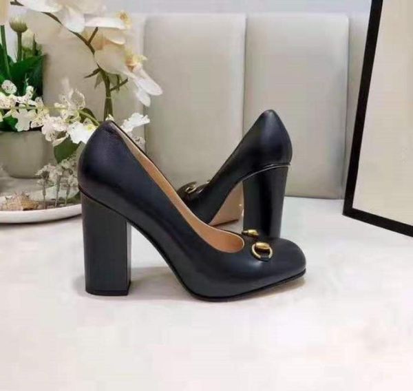 

2021 luxury classic office professional thick heel shoes women039s party 10cm size us35418197851, Black