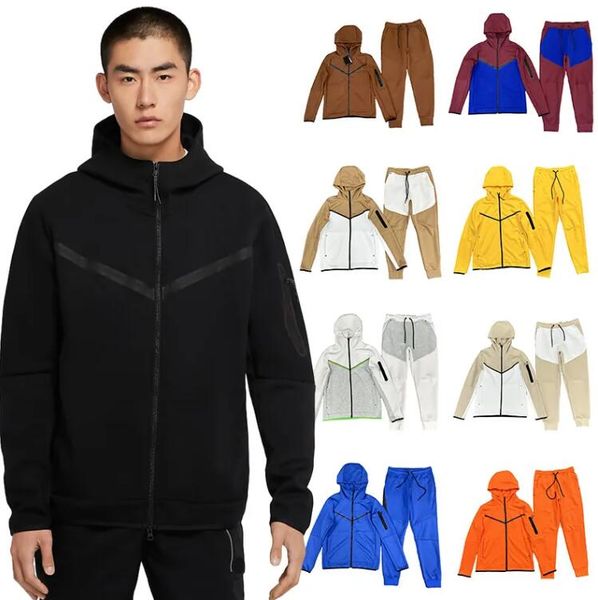

thick designers tech fleeces pants mens hoodies jackets winter fitness training sports space cotton trousers hoodys joggers jacket techfleec, Black