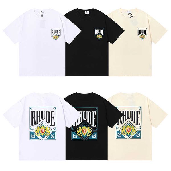 

men's hoodies sweatshirts rhude american trend brand hip-hop oversized letter print t-shirt men women fashion t-shirt, Black
