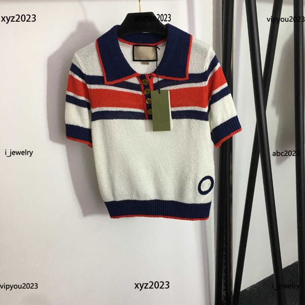 

woman lapel tees female t-shirt contrast stripe design knitted size s-l new products gold button striped knit shirt may25, White