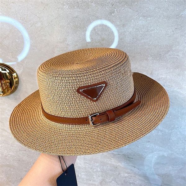 

summer new triangle standard flat straw hat female wide eaves sun protection sun hat european and american wind sun hat, Black;white
