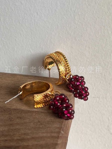 

grape earrings french earrings pin beautiful 3d earrings fashion trend, Golden