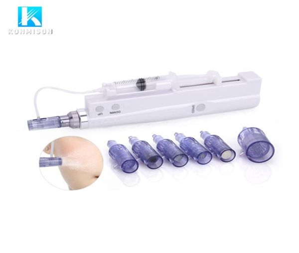 

2 in 1 electric microneedling auto crystal injector mesotherapy gun nano needle derma pen8433479, Black;white
