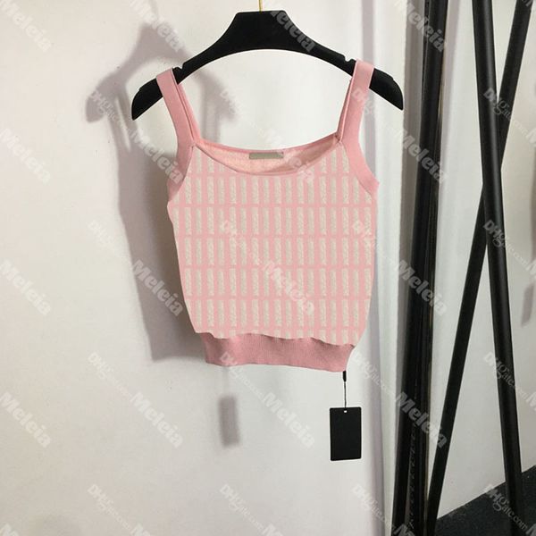 

double letter jacquard tank women beach camis ladies knitted cropped, White