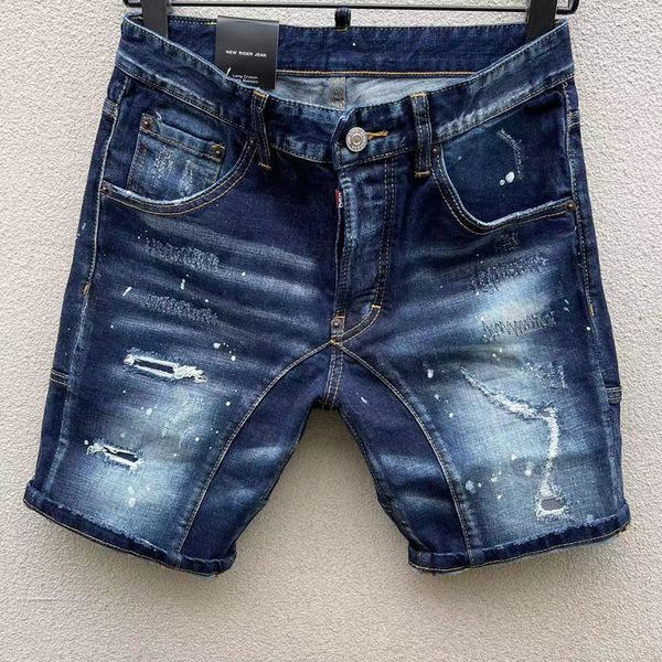 

dsq2 men's jeans short luxury designer summer jeans skinny ripped cool guy causal hole denim dsq fit jeans washed short pant d091, Blue